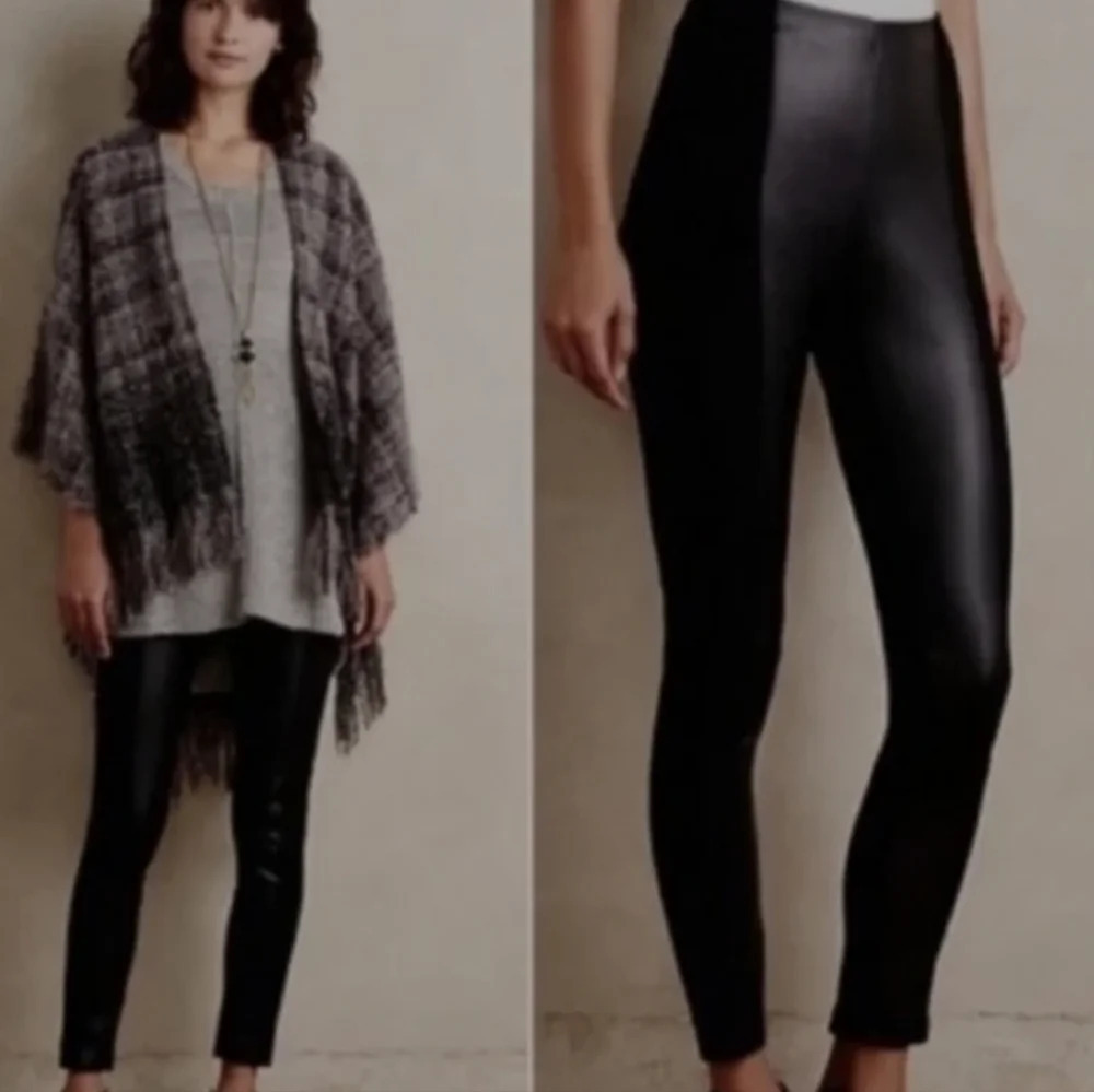 La Fee Verte Anthropologie black faux leather/suede high riseleggings Xsmall